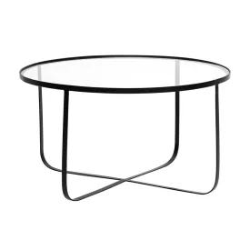 Bloomingville Harper fekete vas és üveg dohányzóasztal – minimalista, nordic stílus, Ø80×43 cm