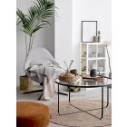 Bloomingville Harper fekete vas és üveg dohányzóasztal – minimalista, nordic stílus, Ø80×43 cm