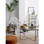 Bloomingville Harper fekete vas és üveg dohányzóasztal – minimalista, nordic stílus, Ø80×43 cm