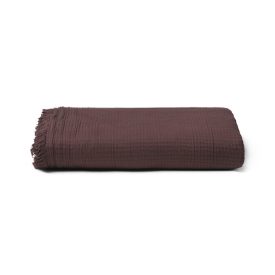 Csokoládébarna View takaró 100% organikus pamutból, könnyű és puha textúrával, 130×190 cm