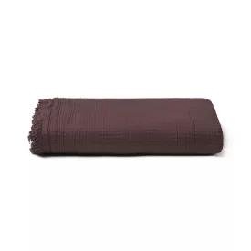 Csokoládébarna View takaró 100% organikus pamutból, könnyű és puha textúrával, 130×190 cm