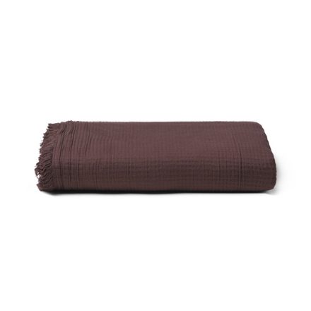 Csokoládébarna View takaró 100% organikus pamutból, könnyű és puha textúrával, 130×190 cm