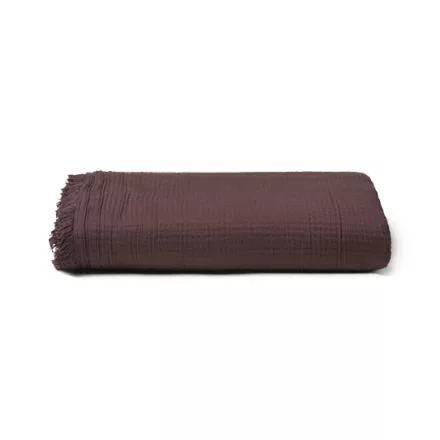 Csokoládébarna View takaró 100% organikus pamutból, könnyű és puha textúrával, 130×190 cm