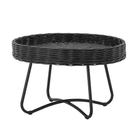 Bloomingville Hattie fekete rattan dohányzóasztal – kerek, modern nappali asztal, Ø60×40 cm
