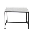 Bloomingville Niah fehér kerámia és kő dohányzóasztal – fekete fém vázzal, minimalista nordic stílus, 60×45×60 cm
