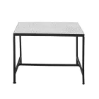 Bloomingville Niah fehér kerámia és kő dohányzóasztal – fekete fém vázzal, minimalista nordic stílus, 60×45×60 cm