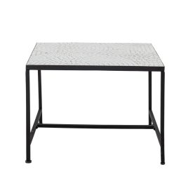 Bloomingville Niah fehér kerámia és kő dohányzóasztal – fekete fém vázzal, minimalista nordic stílus, 60×45×60 cm