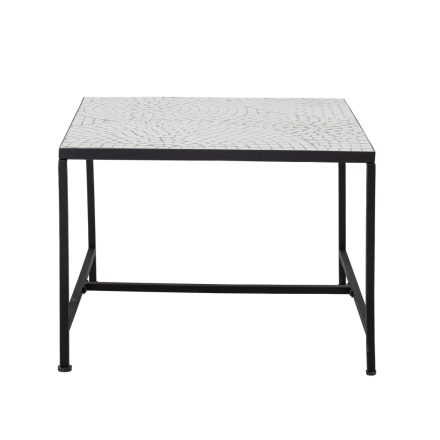 Bloomingville Niah fehér kerámia és kő dohányzóasztal – fekete fém vázzal, minimalista nordic stílus, 60×45×60 cm