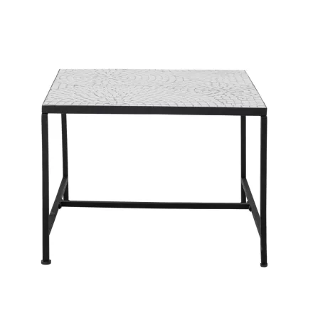 Bloomingville Niah fehér kerámia és kő dohányzóasztal – fekete fém vázzal, minimalista nordic stílus, 60×45×60 cm