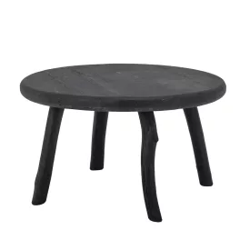 Bloomingville Milos fekete újrahasznosított fenyőfa dohányzóasztal – kerek, rusztikus lábakkal, Ø70×43 cm