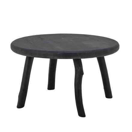 Bloomingville Milos fekete újrahasznosított fenyőfa dohányzóasztal – kerek, rusztikus lábakkal, Ø70×43 cm