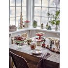 Bloomingville Yule kőedény tányér szett – két natúr színű, karácsonyi motívummal díszített tányér