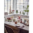 Bloomingville Yule kőedény tányér szett – két natúr színű, karácsonyi motívummal díszített tányér