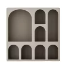 Bloomingville Graphia barna MDF könyvespolc – modern falipolc kis és nagy rekeszekkel, 48×48 cm