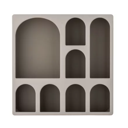 Bloomingville Graphia barna MDF könyvespolc – modern falipolc kis és nagy rekeszekkel, 48×48 cm