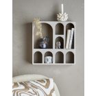 Bloomingville Graphia barna MDF könyvespolc – modern falipolc kis és nagy rekeszekkel, 48×48 cm