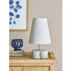Bézs textilbúrás, természetes kőhatású talpú asztali lámpa – Foglio by Creative Collection.