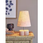 Bézs textilbúrás, természetes kőhatású talpú asztali lámpa – Foglio by Creative Collection.
